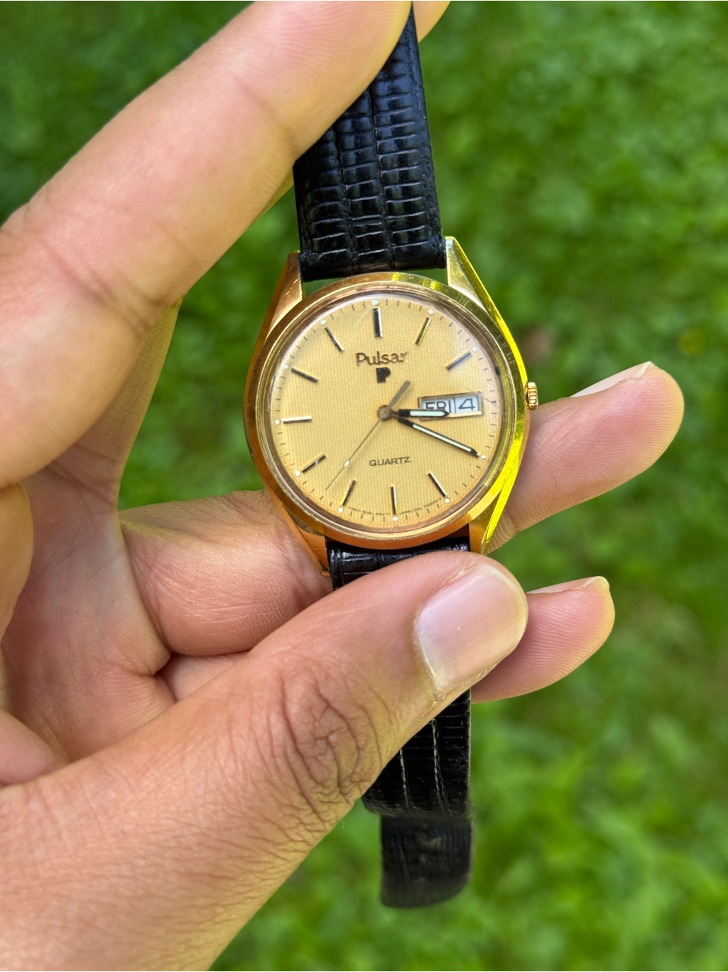 Pulsar Vintage Daydate Gold And Black Classic Dress Watch